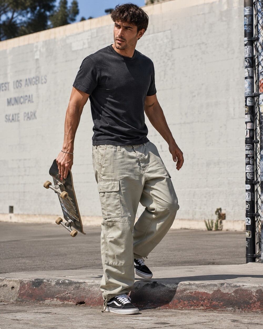 Empyre Mens 34 Khaki Cargo Pants Baggy Y2K Utility